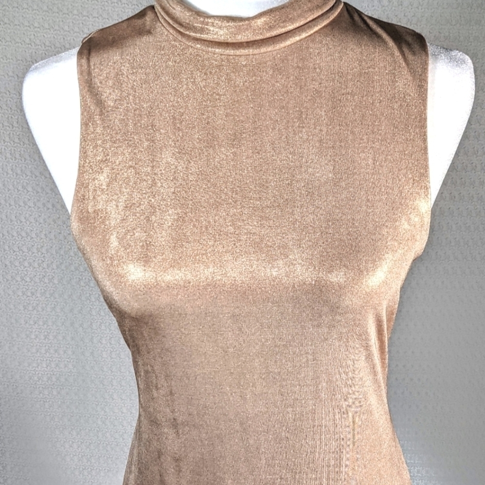 Express Rose Gold Sleeveless Mock Turtleneck Top NWT